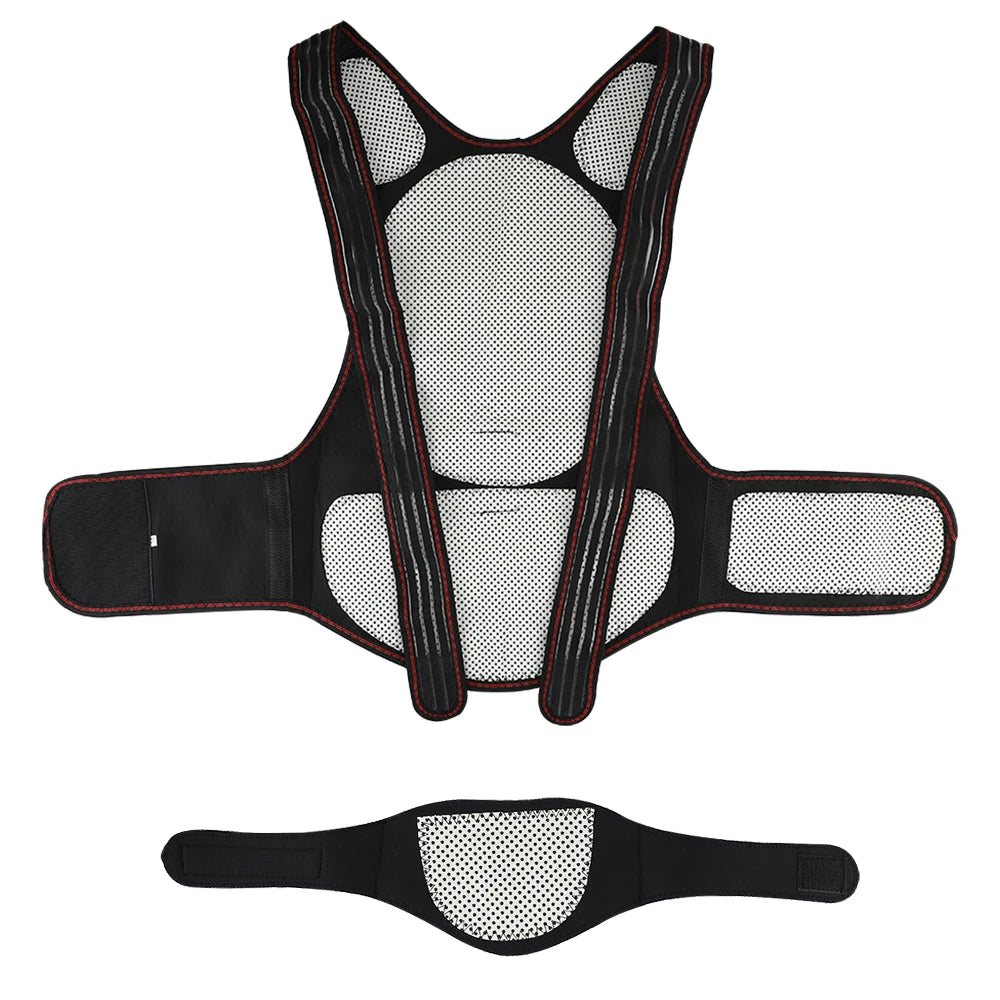 Tourmaline Self-heating Back Support Belt 108pcs Magnetic Therapy Waist Back Shoulder Posture Corrector Spine Lumbar Brace Pain