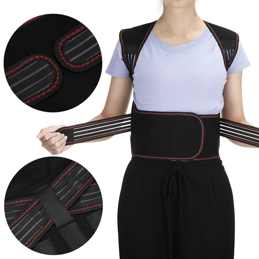 Tourmaline Self-heating Back Support Belt 108pcs Magnetic Therapy Waist Back Shoulder Posture Corrector Spine Lumbar Brace Pain