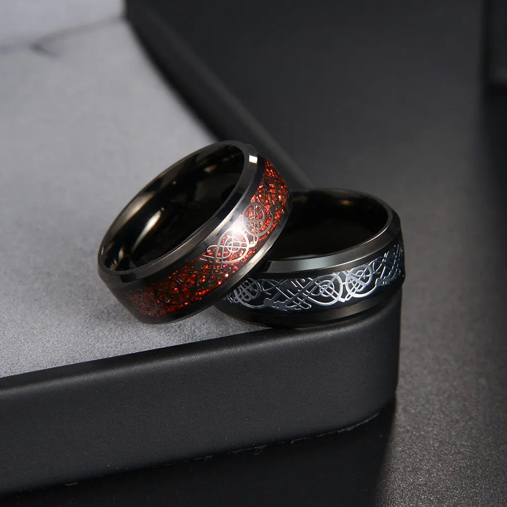 Dragon Titanium Stainless Steel Ring Mens Jewelry Wedding Band  Men's Fashion Ring