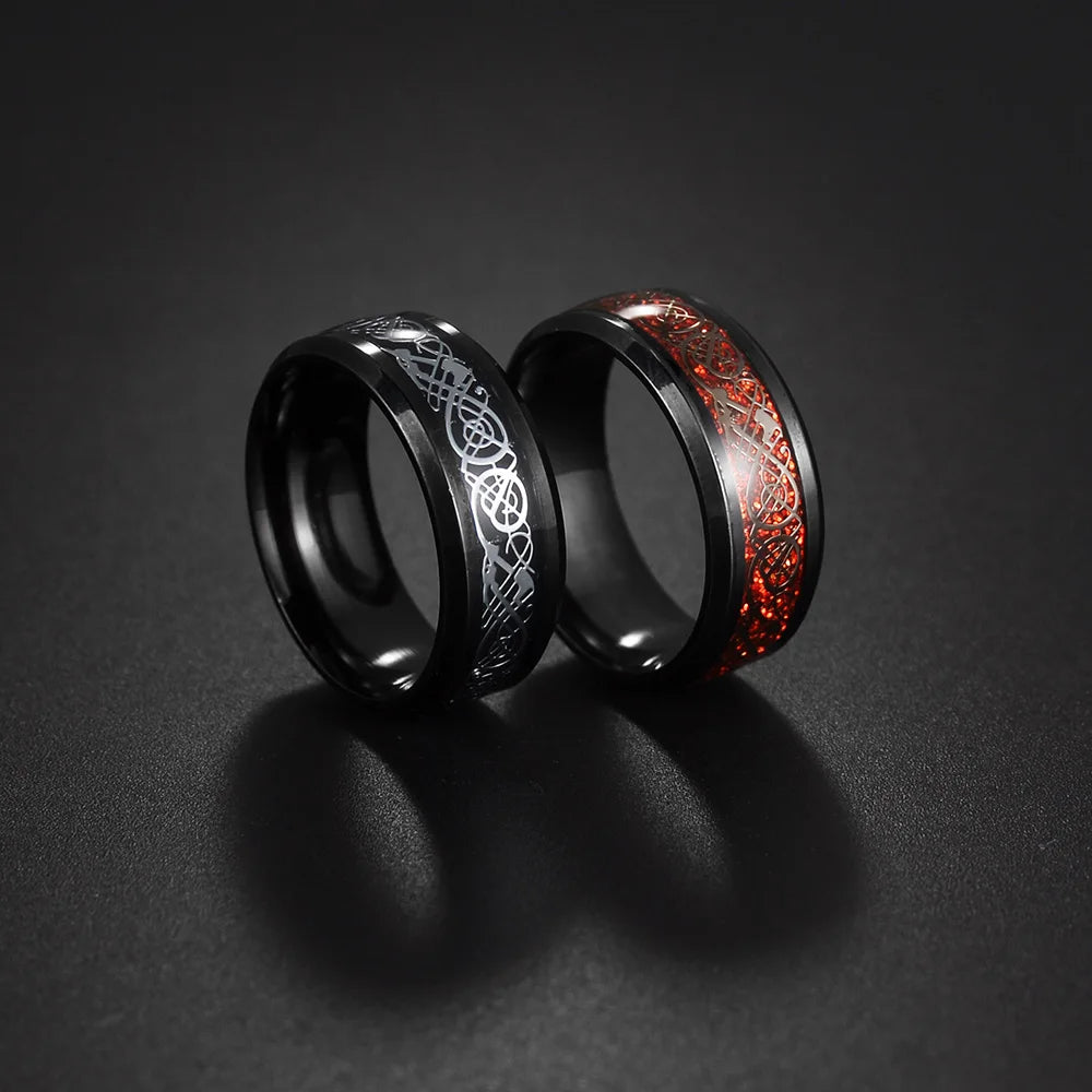 Dragon Titanium Stainless Steel Ring Mens Jewelry Wedding Band  Men's Fashion Ring