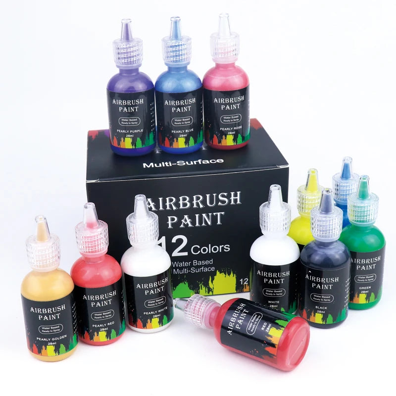 12/6Colors/Set Airbrush Nail Polish Art Inks Set Acrylic Paint Ink Set Airbrush Nail Pigments Nail Stencils Painting Nail Tools