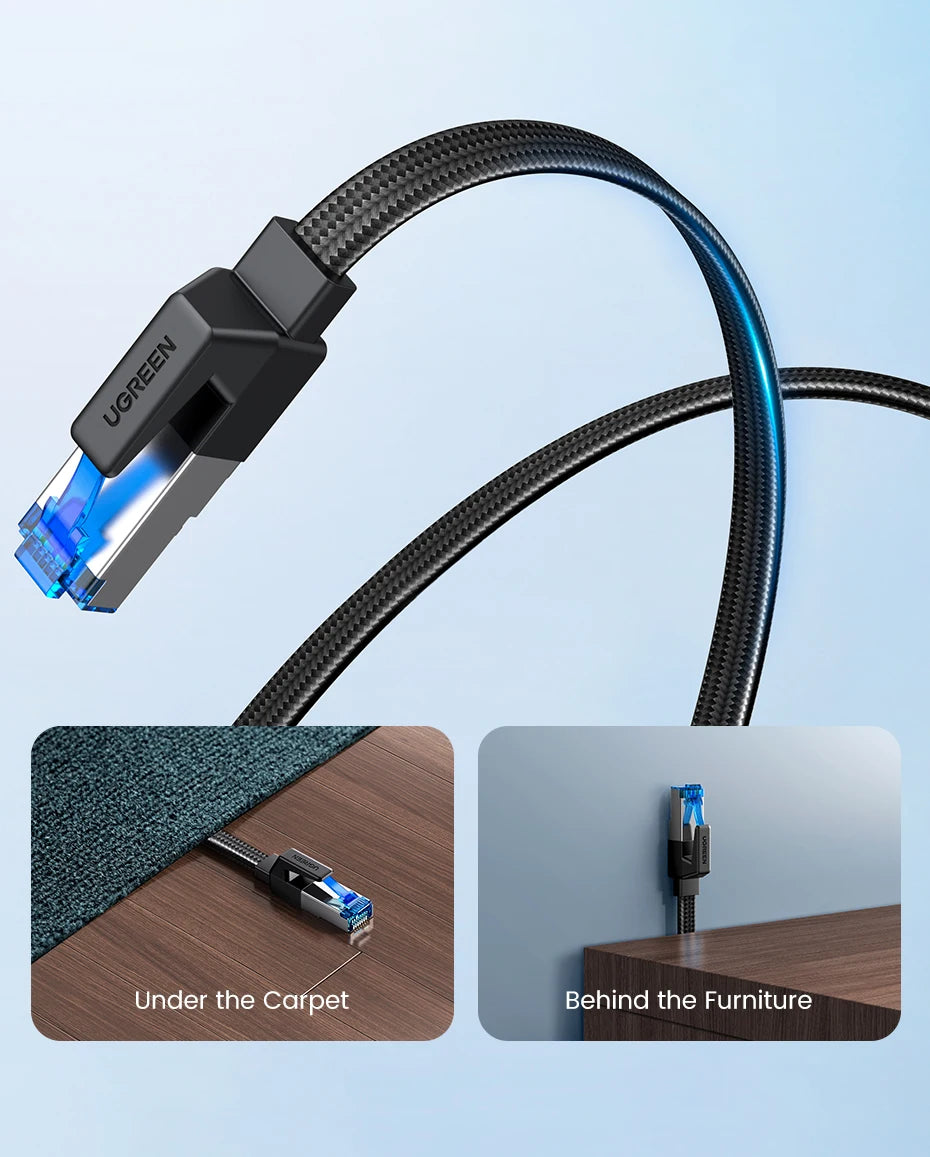 UGREEN Ethernet Cable CAT8 40Gbps Cotton Braided PVC Network Lan Cord for PC Modem Laptop PS 5/4 Router RJ45 Cable Ethernet