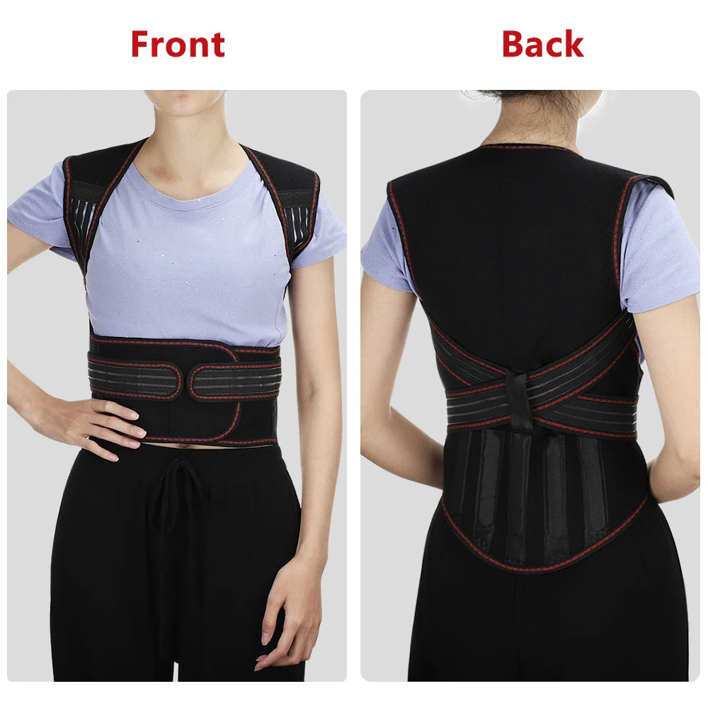 Tourmaline Self-heating Back Support Belt 108pcs Magnetic Therapy Waist Back Shoulder Posture Corrector Spine Lumbar Brace Pain