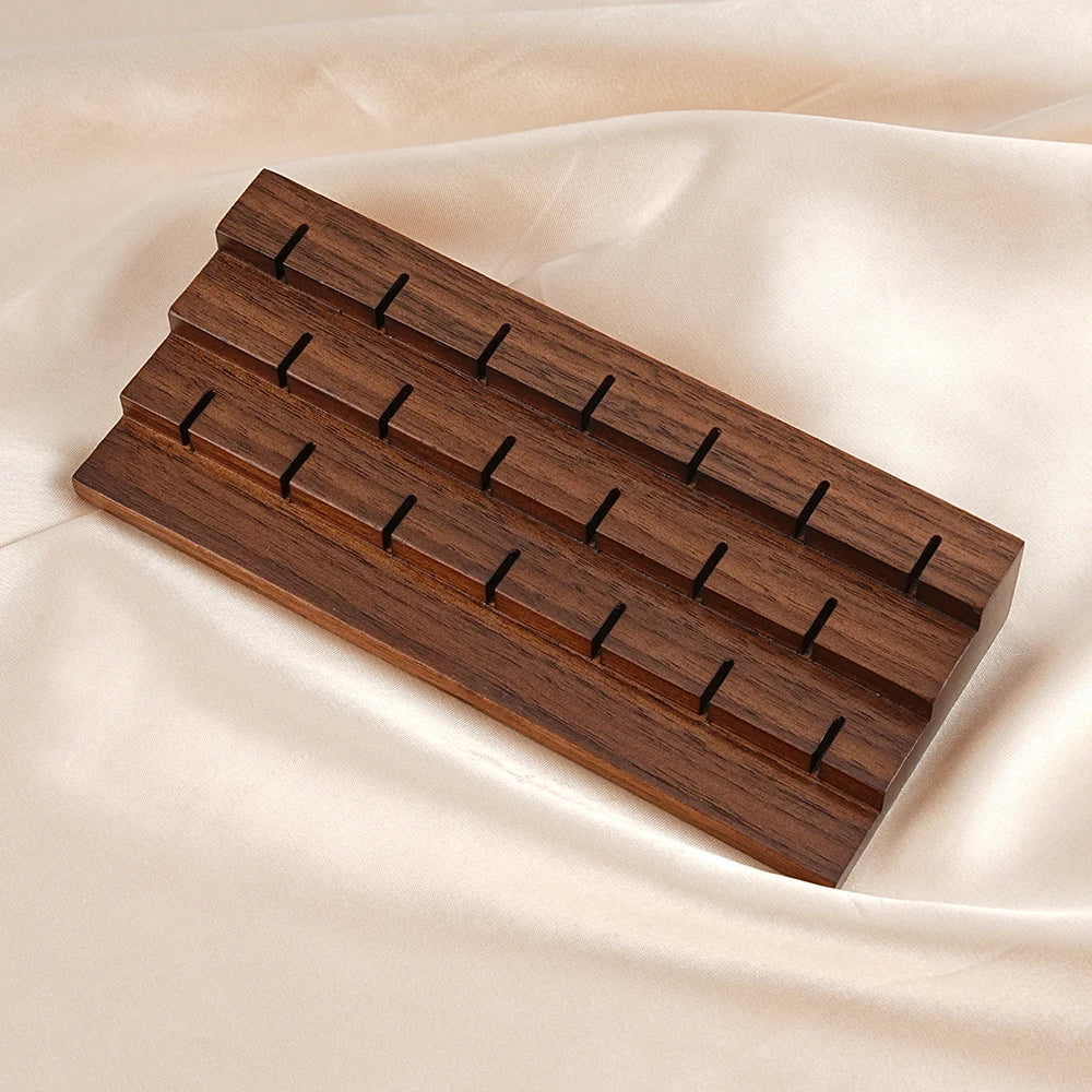 Vintage Black Walnut Wood Jewelry Display with 20 Holes Solid Wooden Display Holder for Belly Button Navel Ring Piercing