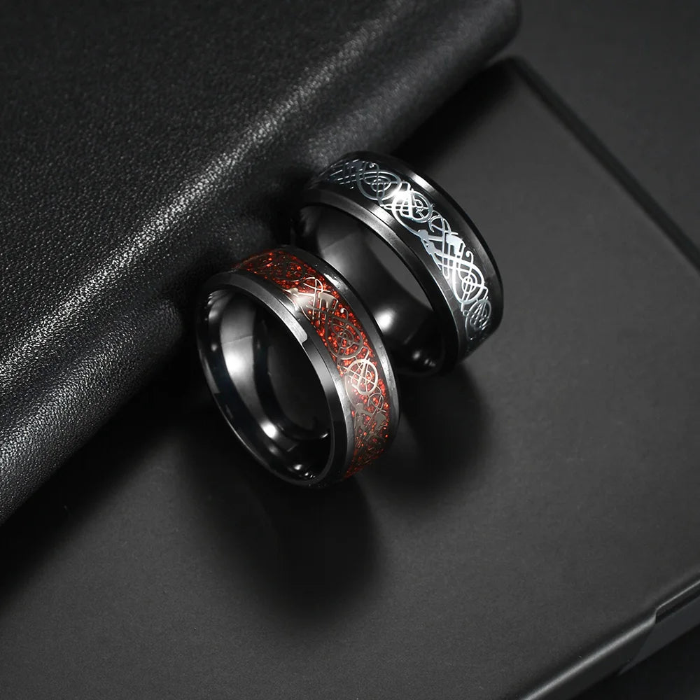 Dragon Titanium Stainless Steel Ring Mens Jewelry Wedding Band  Men's Fashion Ring