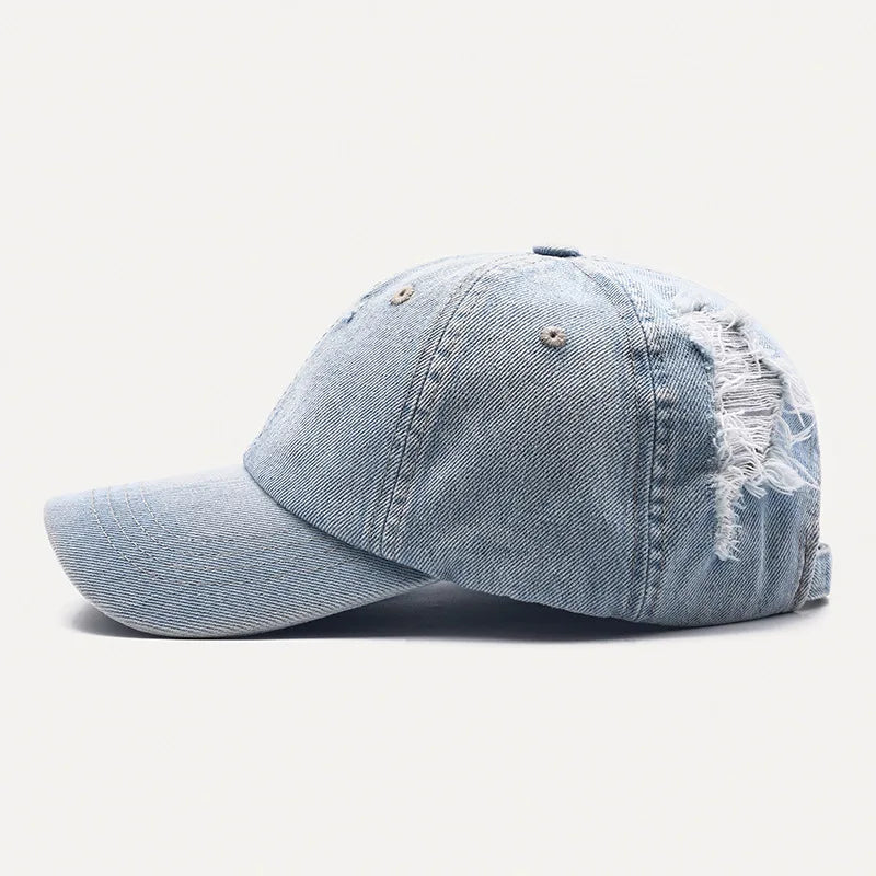 Fashion Unisex Washed Denim Baseball Cap Distressed Ripped Hole Adjustable Snapback Hat hip hop caps outdoor sports hats gorras