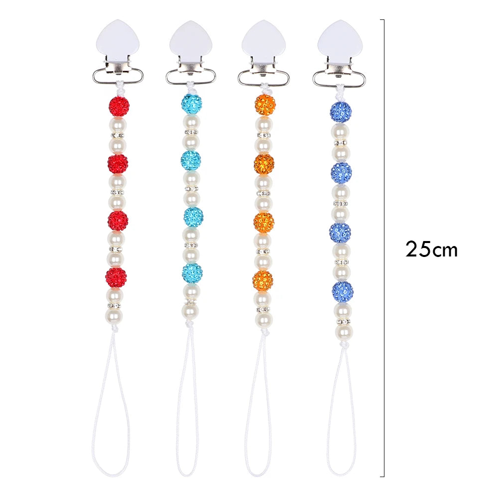 0-3 Years Baby Soother Chain Boy Girl Plastic Beaded Pacifier Holder Clip Nipple Teether Dummy Strap Chain Kids Gifts 25CM Long