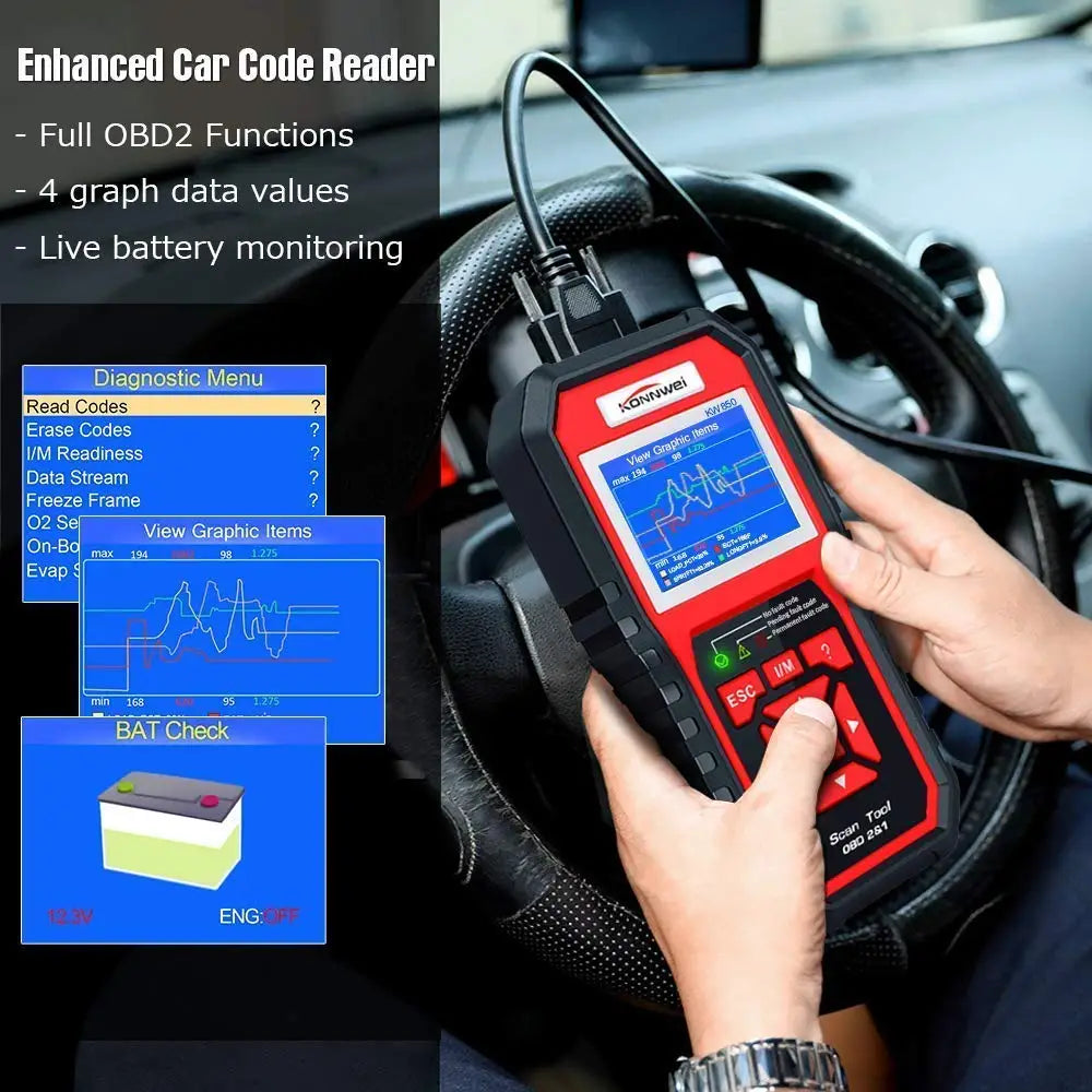 Professional OBD2 Scanner Automotive Code Reader KW850 OBD II & EOBD Code Scanner Auto Diagnostic Tool for All Cars After 1996