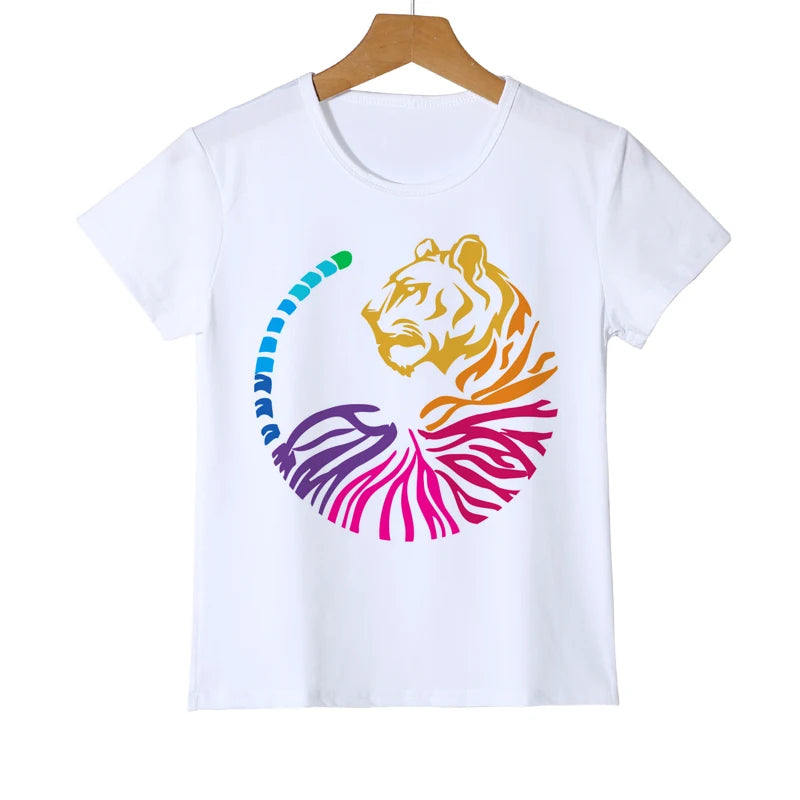 Kid Baby Brand Clothing Girl Tops Color Printing Tiger T shirt animal Boys/Girls T-shirt child top quality Cool Tees