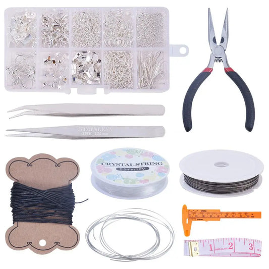 10 grid findings and beads supplies adult repair tool diy necklace materials handmade jewelry making kit with accessories