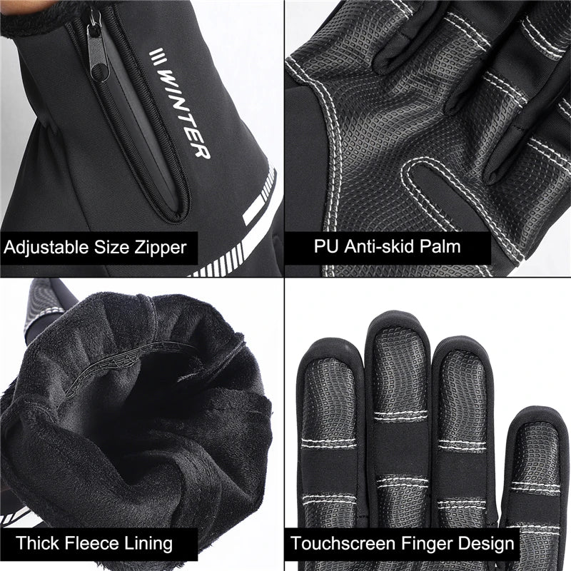 WEST BIKING Cycling Gloves Winter Fleece Thermal MTB Bike Gloves Touch Screen Outdoor Camping Hiking Motorcycle Bicycle Gloves