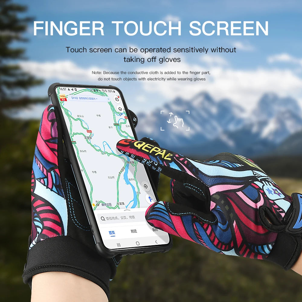 MTB Cycling Gloves Men Women Full Finger Bicycle Color Screen Shockproof Motorcycle Mitten Winter Warm Bike Outdoor Sport Glove