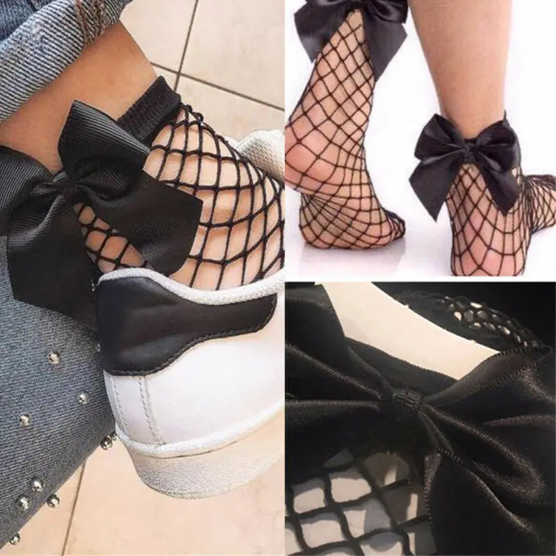 1Pair Women Baby Girls Kids Mesh Socks 2020 Sale One Size Bow Fishnet Ankle High Lace Fish Net Vintage Short Sock Fashion Summer