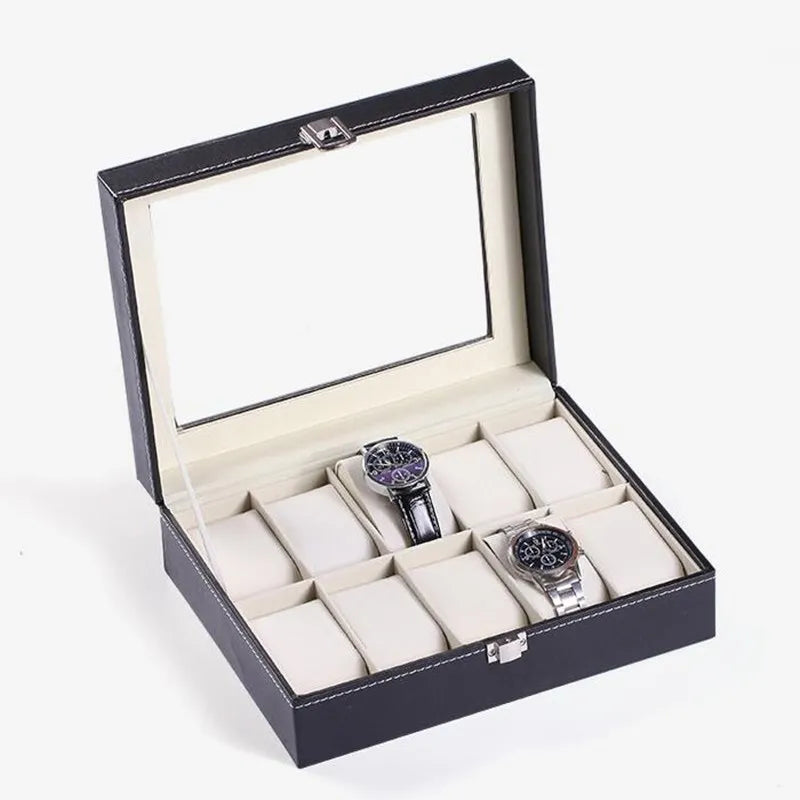 6/6+3/8+2 Grids Storage Watch Box 8/10/12 Grids PU Leather Watch Holder Organizer for Quartz Watch Jewelry Boxes Display Gift