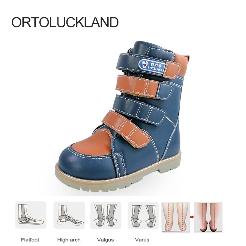 Ortoluckland Children Shoes Kids Orthopedic Boots Spring Autumn Toddler Girls Leather Sneakers Boys Fancy Tipsietoe Platform