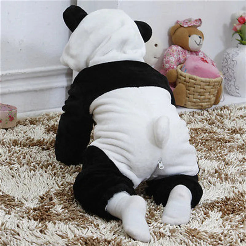 0-36months Newborn Baby Keep Warm Winter Jumpsuit Overall Panda Animal Hooded Romper Infant Boy And Girl Hallowe Cosplay Pajamas