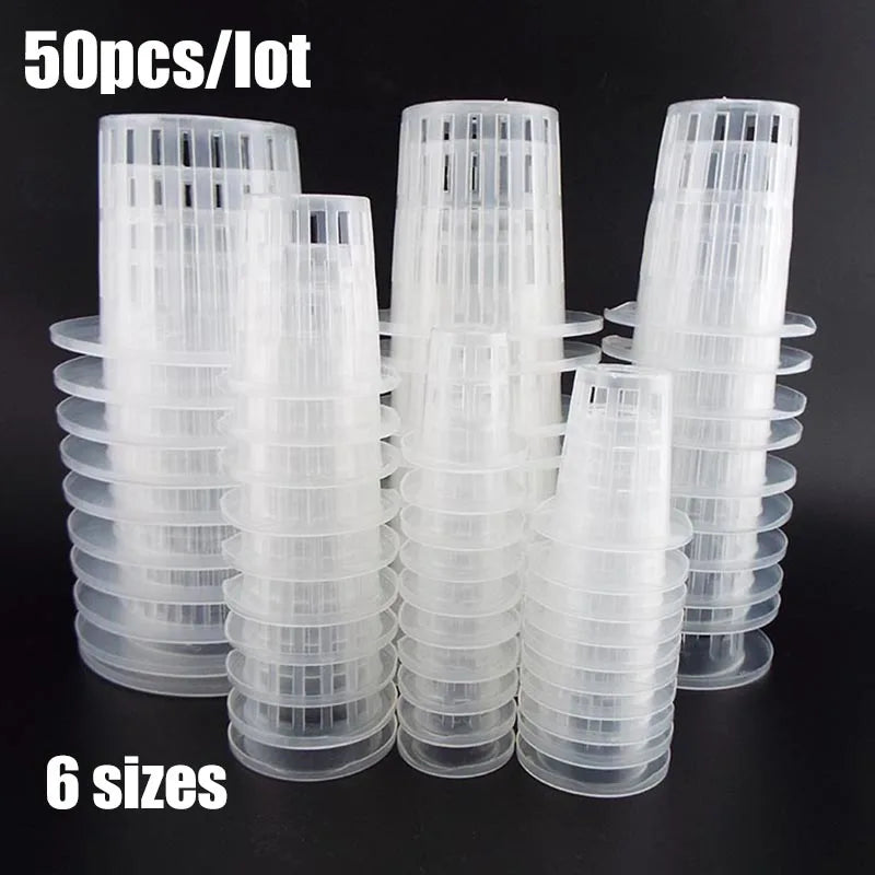 50Pcs plastic Plant Grow Pots Net Nursery Cup Hydroponic colonization Mesh Basket Vertical garden vegetable Planter Soilless