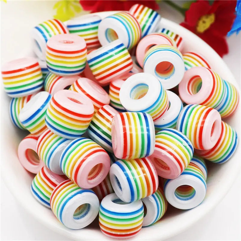 20 Pcs Set New Rainbow Color Spacer Beads Fit Pandora Bracelet Bangle for Jewelry Making Kit Women Men Girls Adults Charm Gift