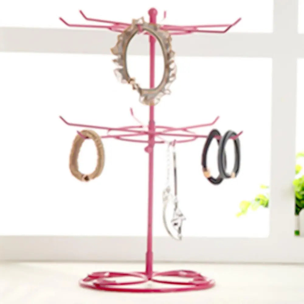 50%HOT 2 Tier Rotating Detachable Metal Necklace Earrings Ring Storage Box Bracelet Jewelry Display Stand