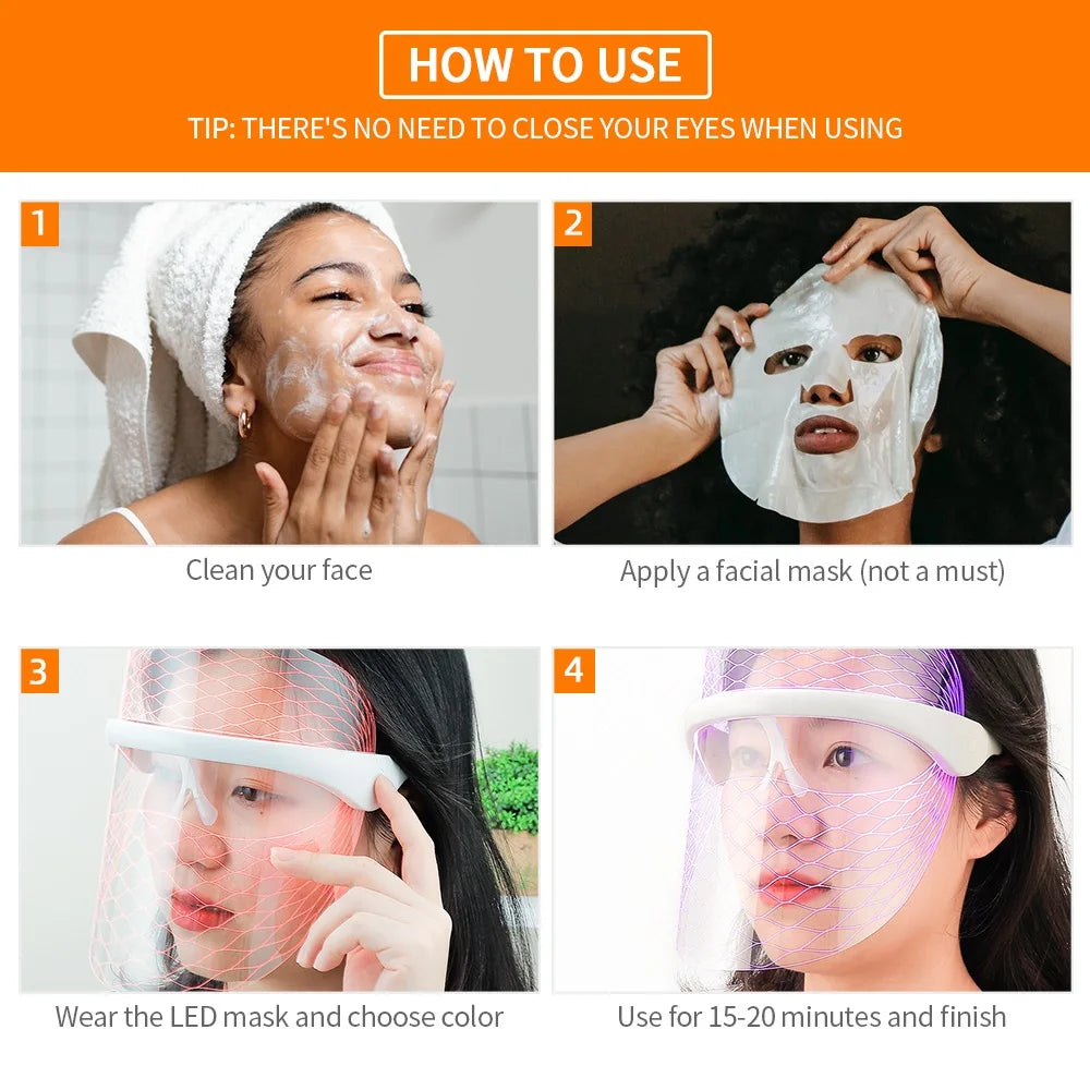 7 Colors LED Light Therapy Face Mask Photon Instrument Anti-aging Anti Acne Wrinkle Removal Skin Tighten Beatuy SPA Treatment