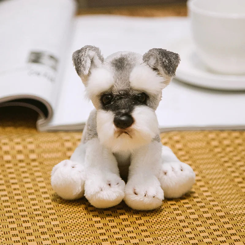 Simulation Dog Plush Toy Stuffed Animal Super High Quality Realistic Schnauzer Dog Toy For Luxury Home Decor Pet Lover Gift