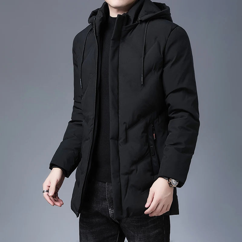 Top Quality Brand Casual Fashion Thicken Warm Men Long Parka Winter Jacket With Hood Windbreaker Coats Mens Clothing 2023