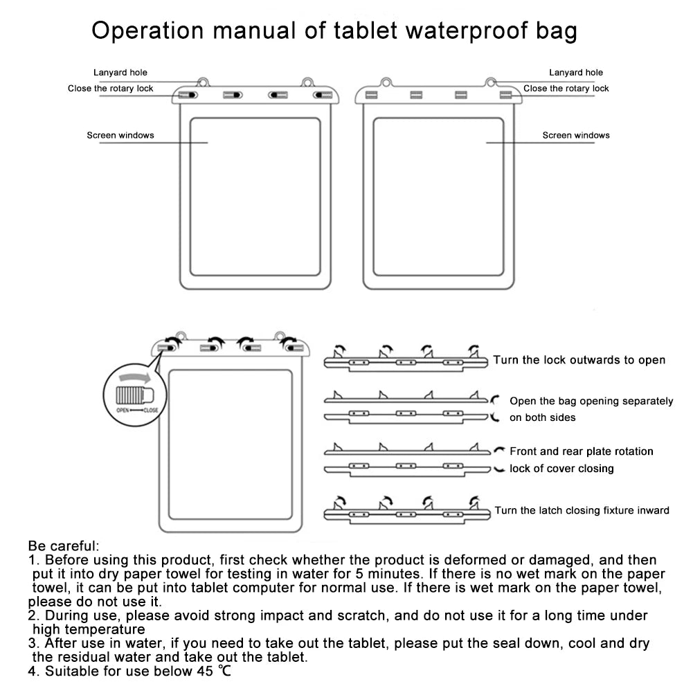 10.5Inch Tablet Pouch Case Cover Protector Waterproof Tablet Touch Screen Dry Bag Swimming Bags For Ipad Kindle Samsung MiPad2/3