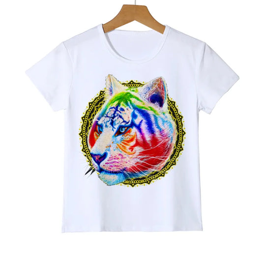 Kid Baby Brand Clothing Girl Tops Color Printing Tiger T shirt animal Boys/Girls T-shirt child top quality Cool Tees