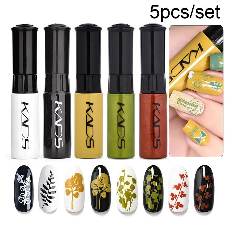 5pcs/set Nail Stamping Polish Colorful Nail Polish & Stamping Polish Nail Art Plate Printing Polish Varnish Nail Art Decoration