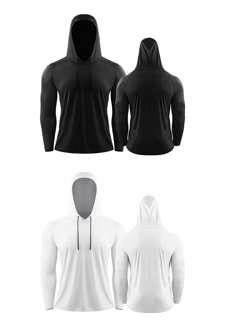 Men's Hoodies Compressed Running Shirts Quick Dry Gym Clothing T-shirt Workout Sportswer Bodybuilding Rashguards Male Solid Tops