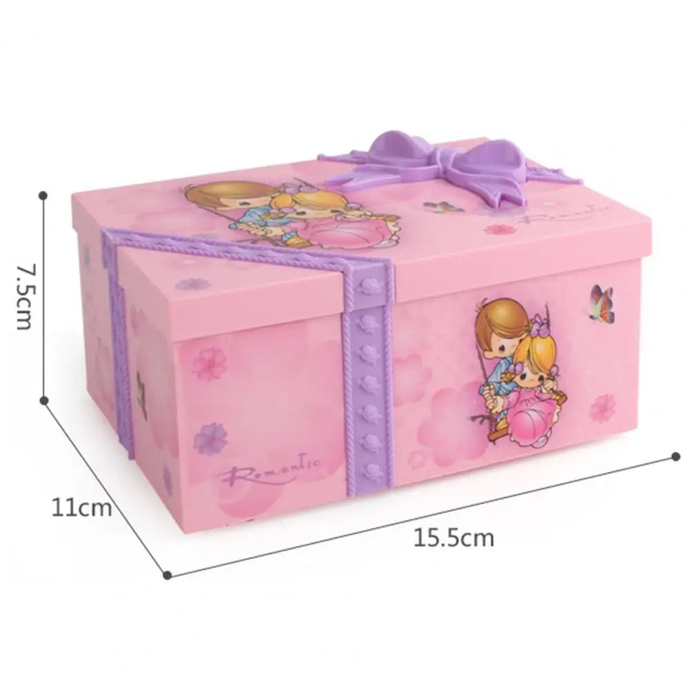 Dream Girl Gift Birthday Music Box Children Musical Jewelry Box Storage Organizer Rectangle with Ballet Girl Tabletop Decor Home