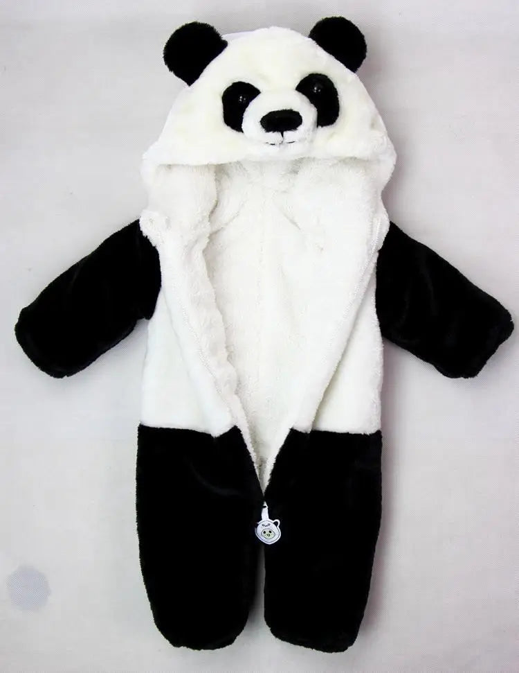 0-36months Newborn Baby Keep Warm Winter Jumpsuit Overall Panda Animal Hooded Romper Infant Boy And Girl Hallowe Cosplay Pajamas