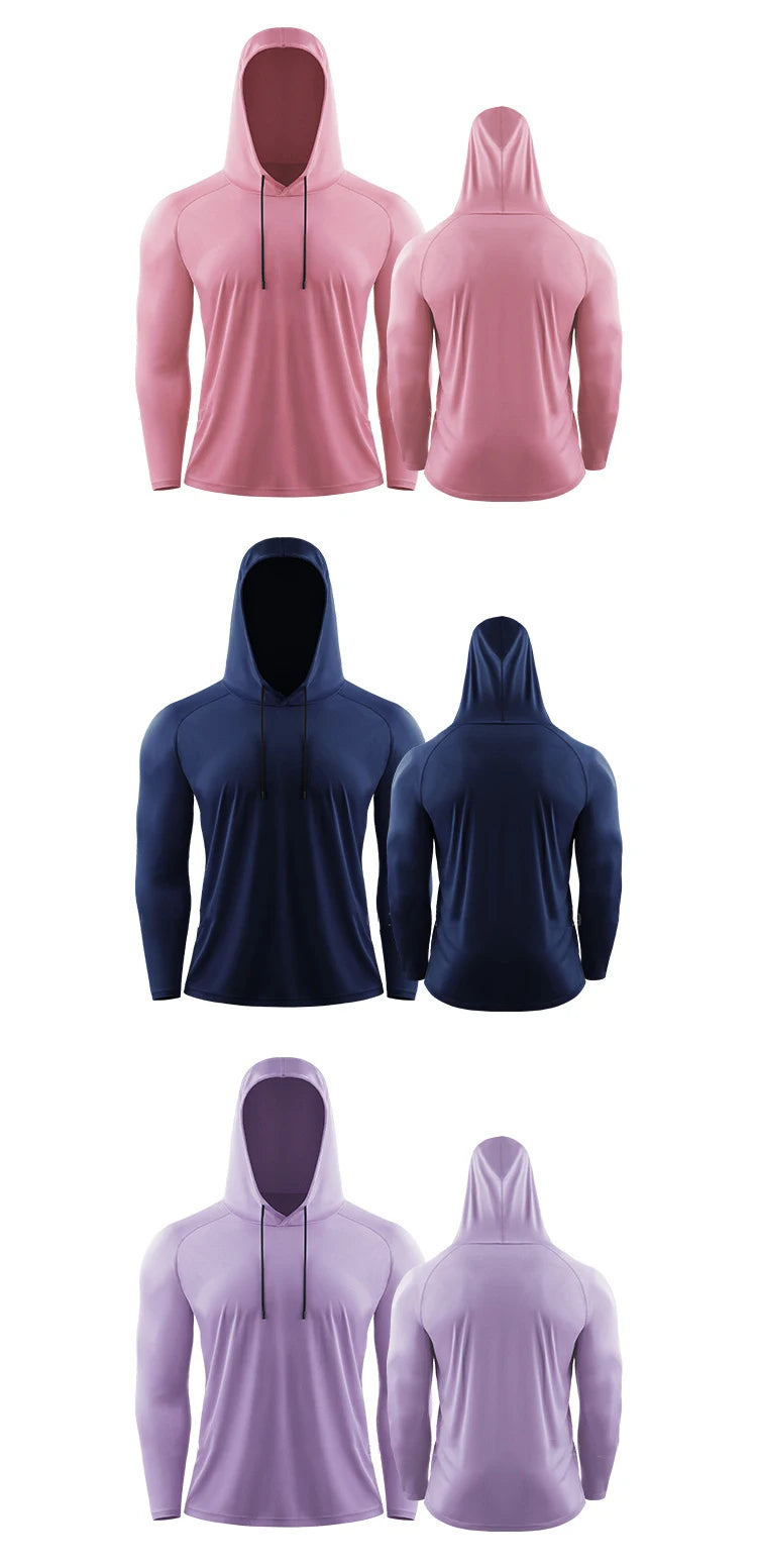 Men's Hoodies Compressed Running Shirts Quick Dry Gym Clothing T-shirt Workout Sportswer Bodybuilding Rashguards Male Solid Tops