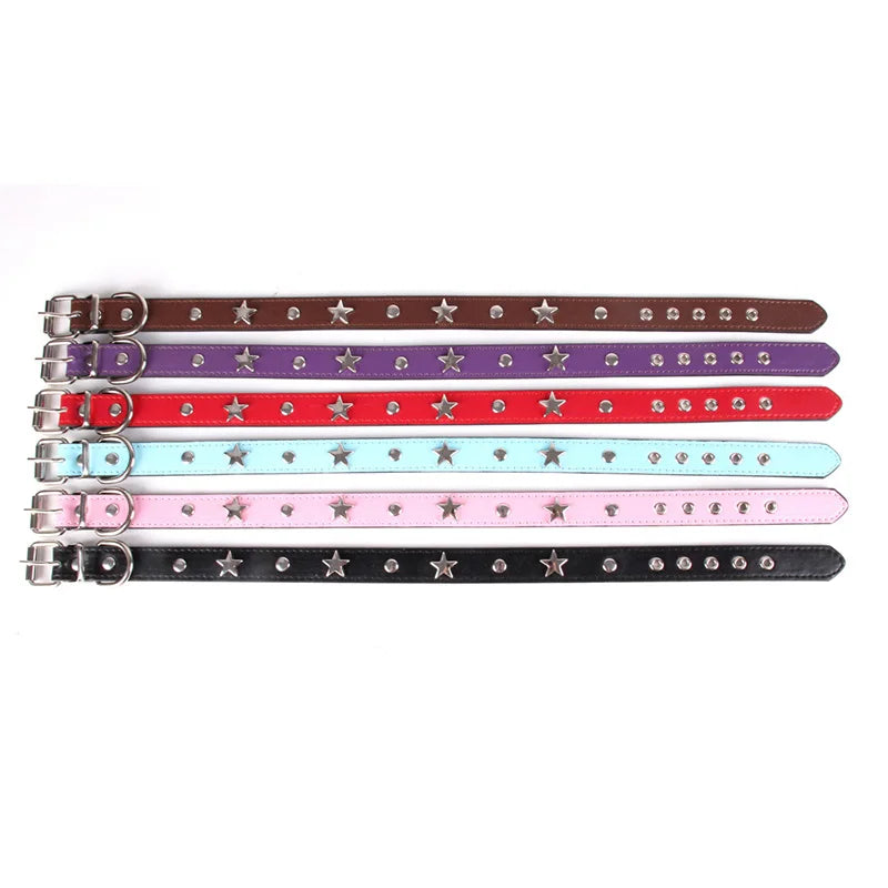 S/M/L Star Studded Pet Dog Collar Leather Puppy Collars for Small Medium Dogs Cat Neck Strap Pet Supplies Chihuahua Collars