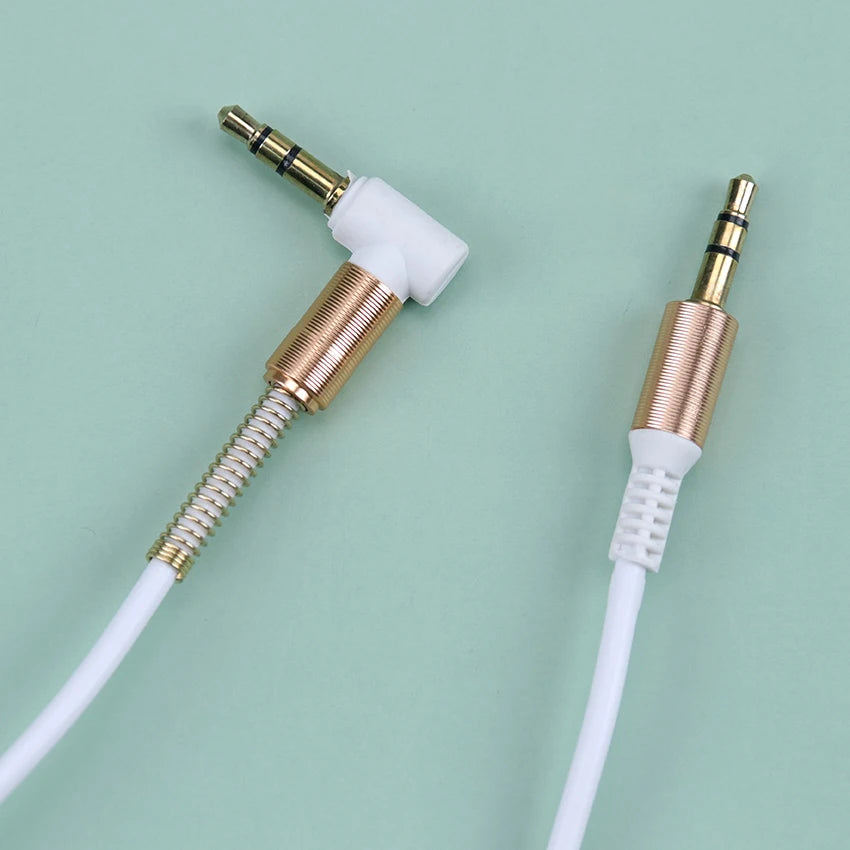 3.5mm AUX Audio Cable 90 Degree Elbow Spring 3.5mm Jack Speaker Cord JBL Headphone Electronic Equipment Car Aux Cord 1PC