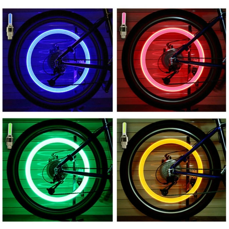 2PCS Bicycle Tire Valve Cap LED Light Mountain Bike Flash Light Cycling Tyre Wheel Tire Lamp Motorcycle Neon Wheel Lamp accessor