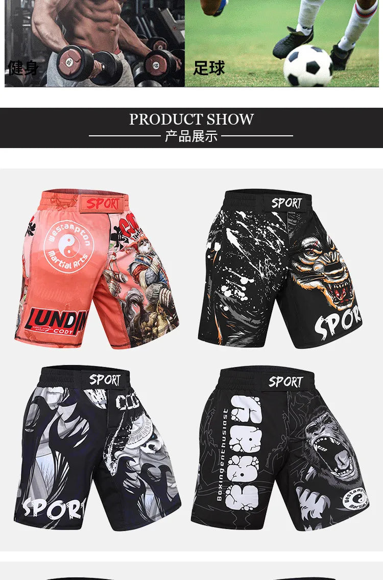 MMA Shorts Kick Boxing Fighting Muay Thai Short Pants Gym Workout Sanda Sports Basketball Trunks Men's Training Running Shorts