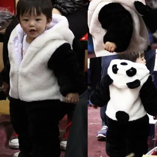 0-36months Newborn Baby Keep Warm Winter Jumpsuit Overall Panda Animal Hooded Romper Infant Boy And Girl Hallowe Cosplay Pajamas