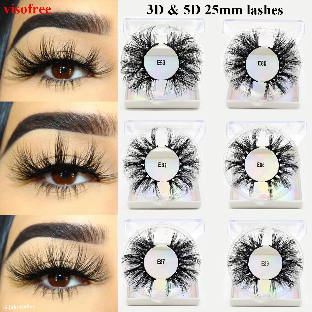 Visofree 25mm Lashes False Eyelashes Thick Dramatic Long 3D Mink Lashes Makeup Cruelty Free Mink Lashes Reusable Mink Eyelashes