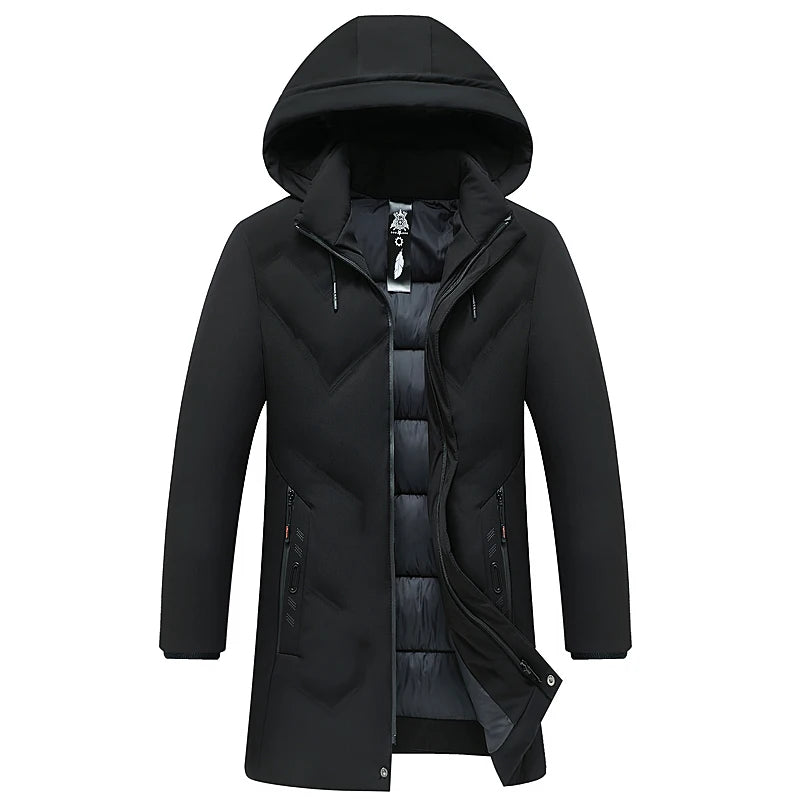 Top Quality Brand Casual Fashion Thicken Warm Men Long Parka Winter Jacket With Hood Windbreaker Coats Mens Clothing 2023