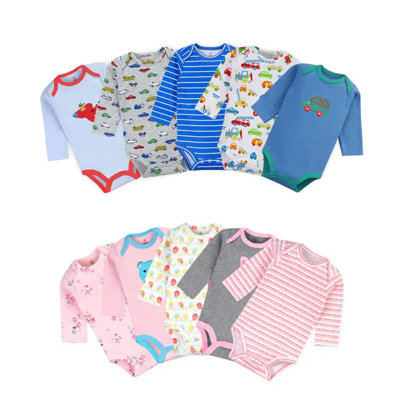 5Pcs High Quality 3M-24M Winggle-in Cotton Infant Long Sleeve Bodysuit Baby Bodysuits