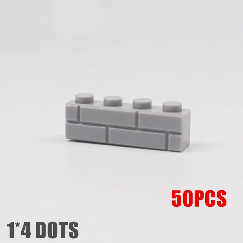 50PCS City Wall Blocks Bricks for MOC House Thick 1*2 1*4 L Dots DIY City Accessories Door Window Construction Bricks Walls