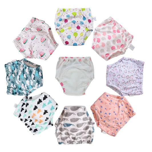 10 Pcs Reusable Baby Training Pants Washable Kids Cloth Diaper Nappies Changing Underwear Infant Toddler Potty Training Panties