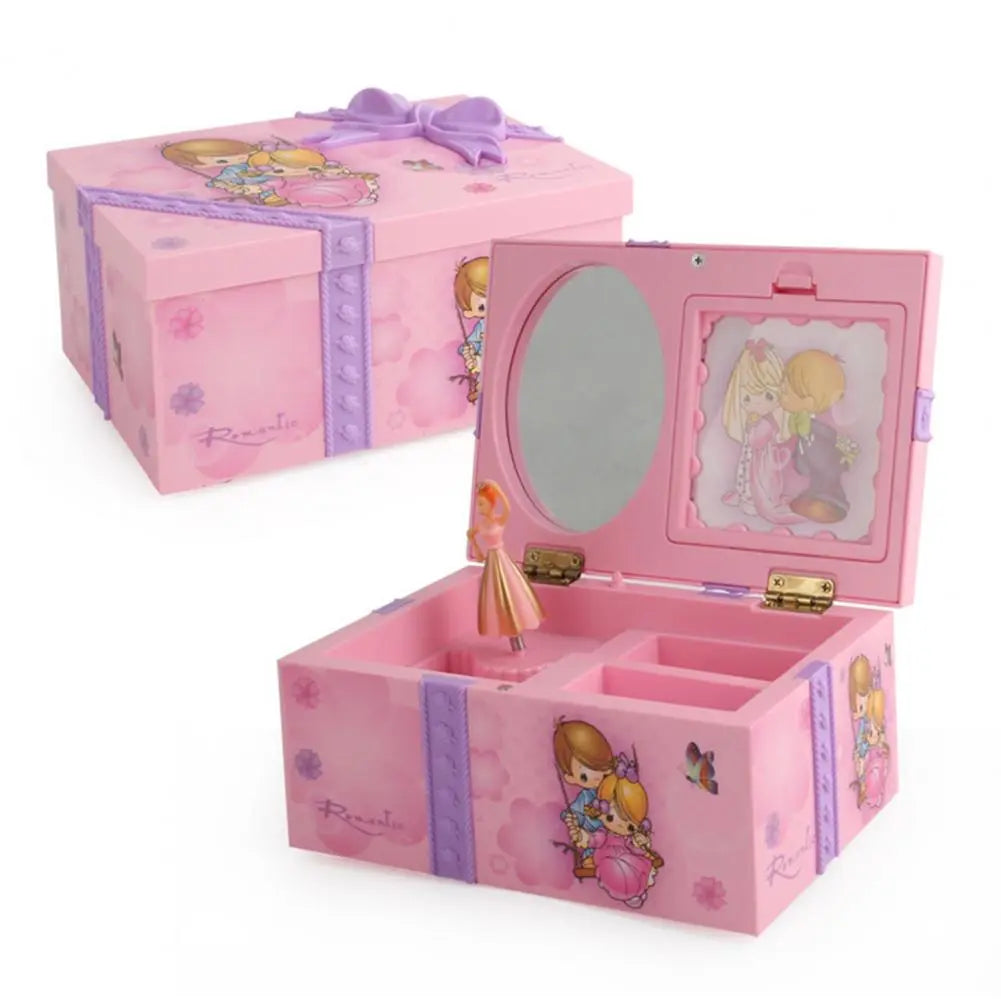 Dream Girl Gift Birthday Music Box Children Musical Jewelry Box Storage Organizer Rectangle with Ballet Girl Tabletop Decor Home