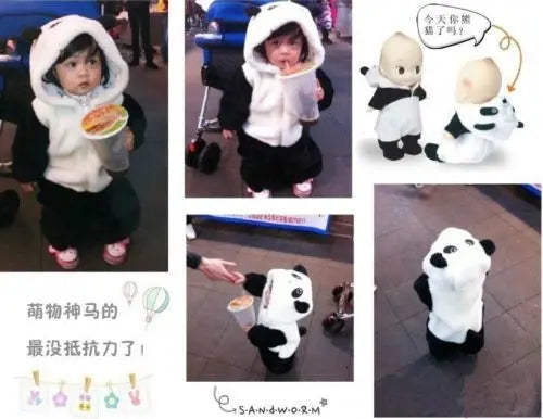 0-36months Newborn Baby Keep Warm Winter Jumpsuit Overall Panda Animal Hooded Romper Infant Boy And Girl Hallowe Cosplay Pajamas