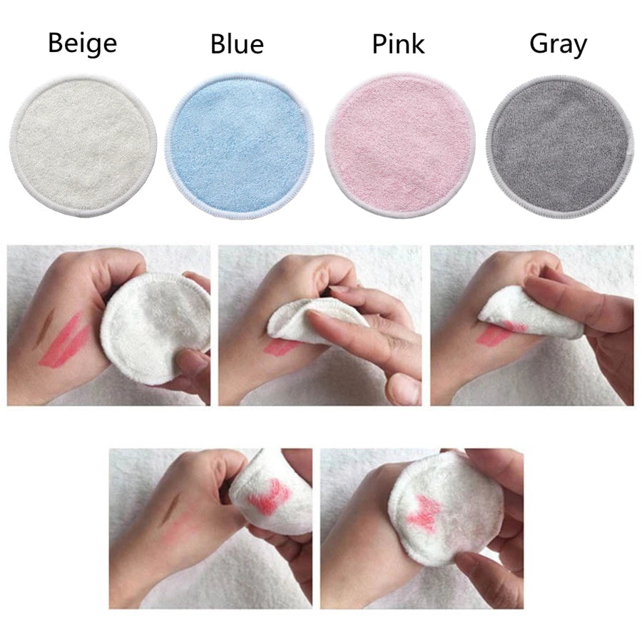 Reusable Bamboo Makeup Remover Pads Cotton 12pcs/Pack Microfiber Washable Rounds Cleansing Facial Tools Make Up Removal Pad