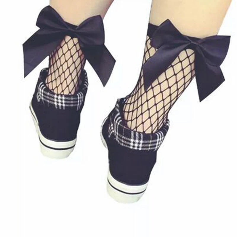 1Pair Women Baby Girls Kids Mesh Socks 2020 Sale One Size Bow Fishnet Ankle High Lace Fish Net Vintage Short Sock Fashion Summer