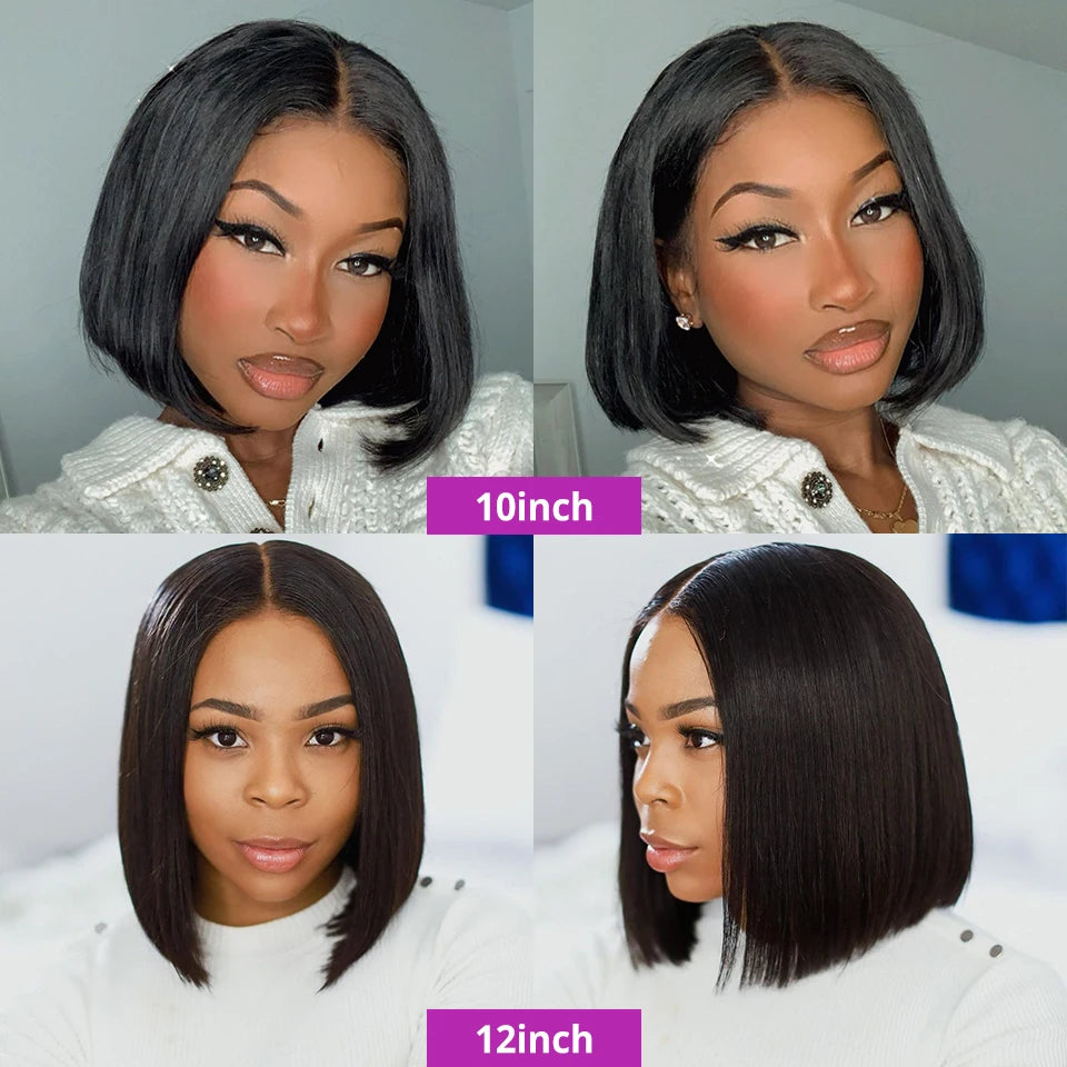 Short Bob Human Hair Wigs For Women Straight Wig Brazilian 5x1 T Part Transparent Lace Wig Cheap Frontal Human Wigs Pre Plucked