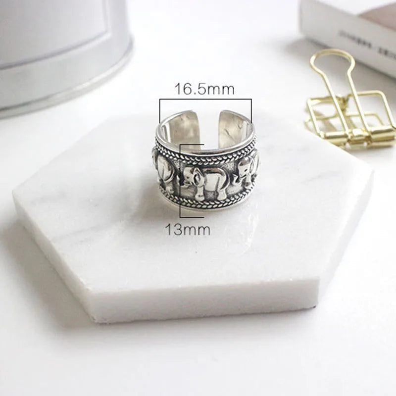 XIYANIKE Silver Color  Open Rings for Women Couples Vintage Cute Elephant Animal Handmade Jewelry Party Accessories Gifts