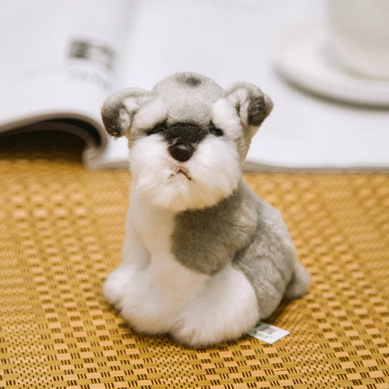 Simulation Dog Plush Toy Stuffed Animal Super High Quality Realistic Schnauzer Dog Toy For Luxury Home Decor Pet Lover Gift